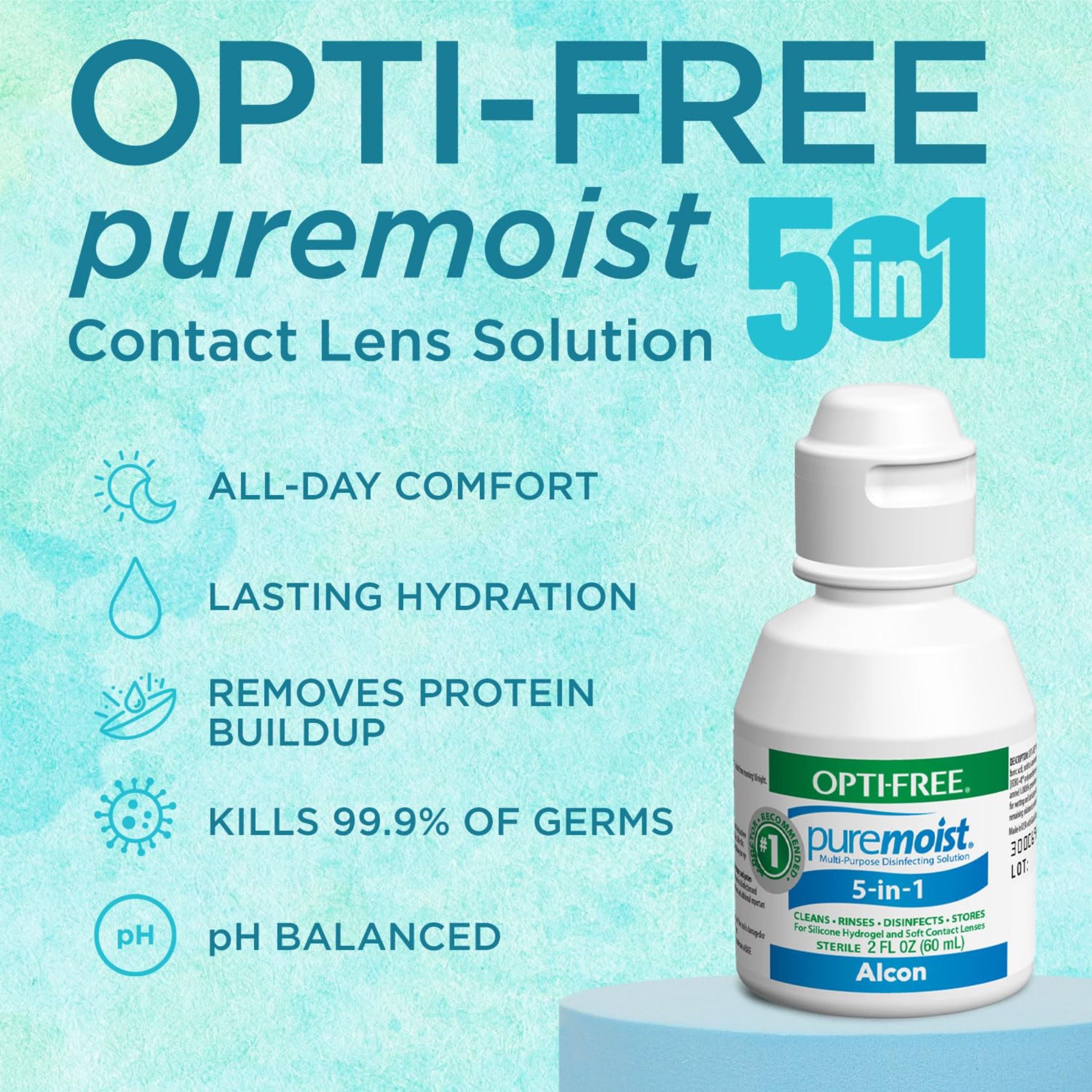 Opti-Free PureMoist Multi-Purpose Disinfecting Solution, 2 Ounces
