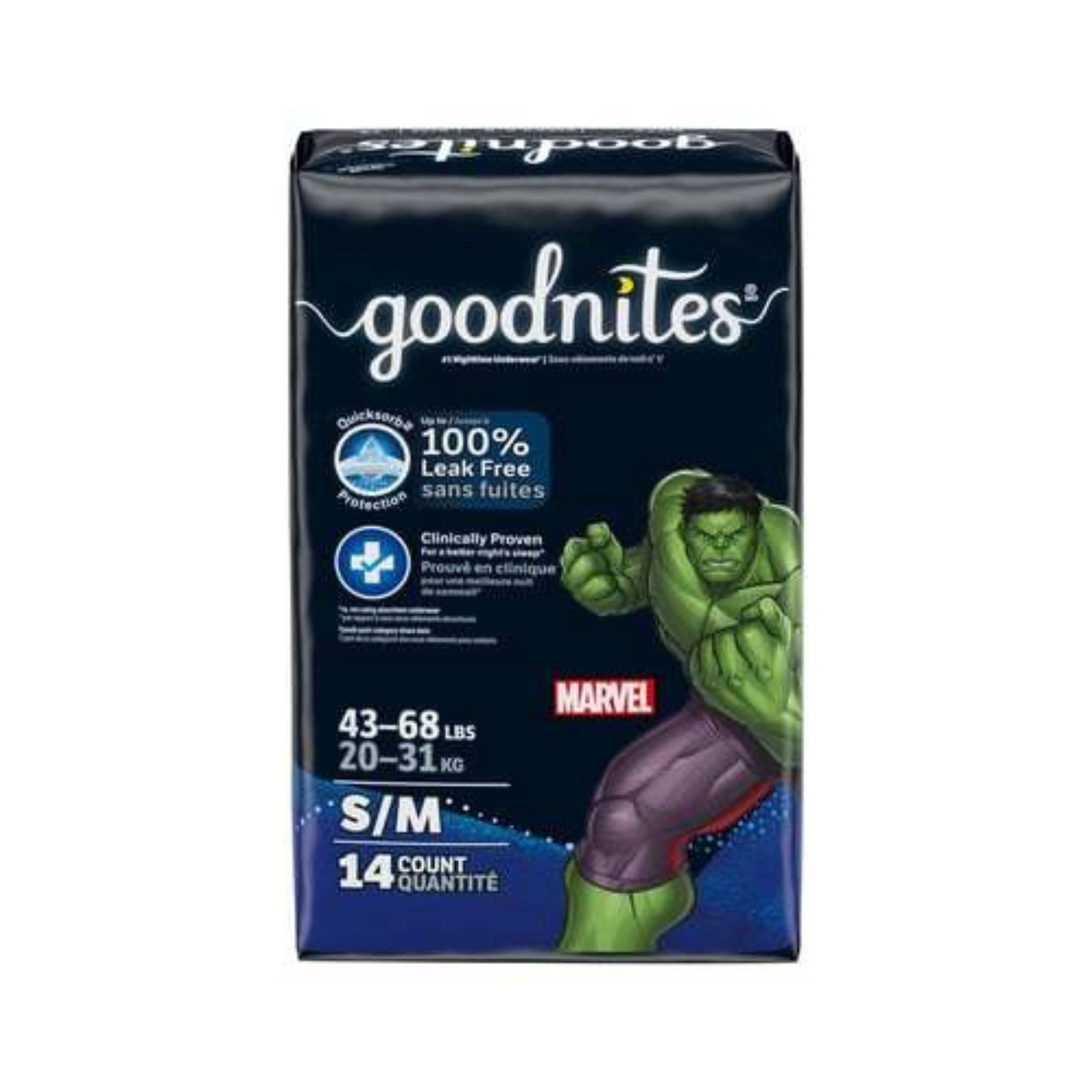 GoodNites Boys Marvel Nighttime S/M Underwear (43 68 Lbs)