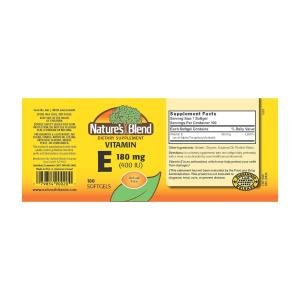 Nature's Blend Vitamin E M.T.C 400 I.U 100 Softgels
