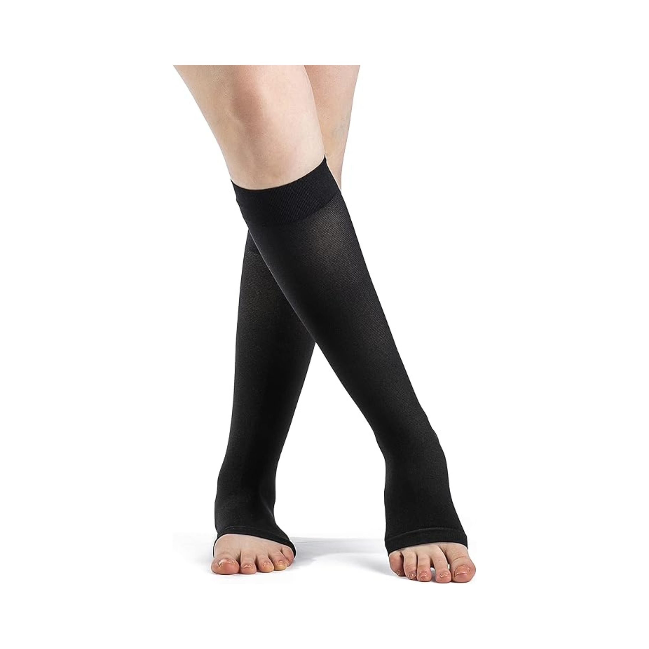 Sigvaris Women’s DYNAVEN Open Toe Calf-High Socks 20-30mmHg Light Beige