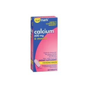 Sunmark Calcium With Vitamin D Tablets, 600 Mg, 60 Tabs