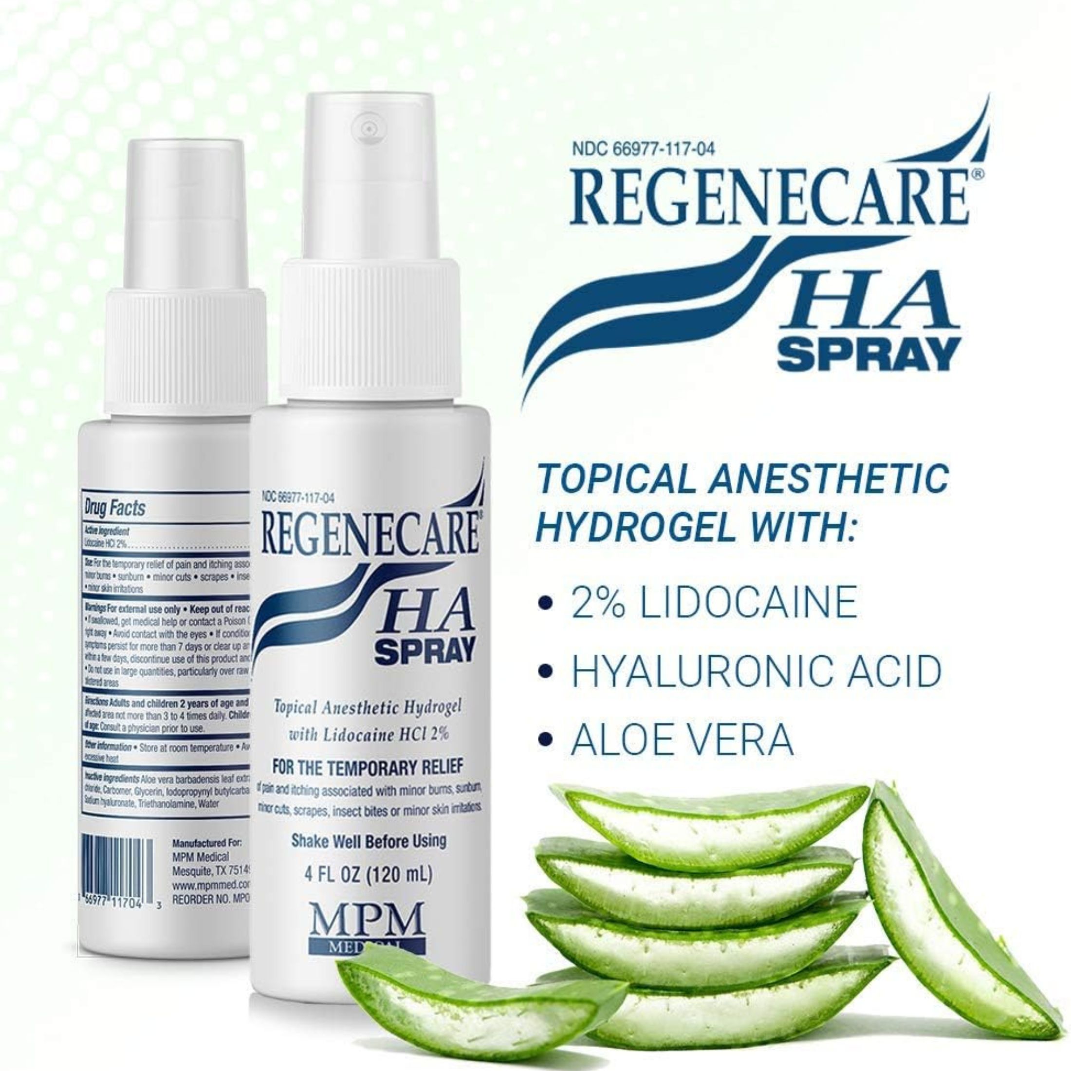 MPM Regenecare Anestésico De Hidrogel De Pulverización Con Lidocaína HCL 4 Oz