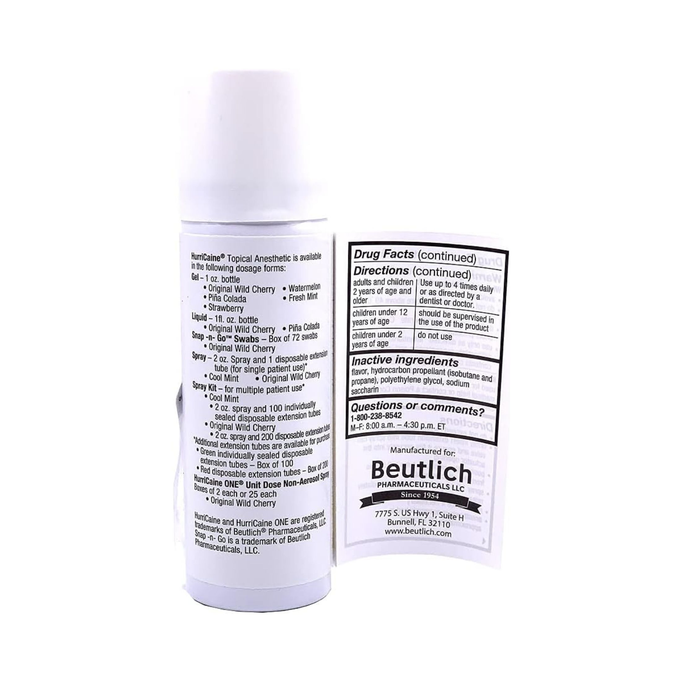 Beutlich Incorporated HurriCaine Topical Anesthetic Spray Kit, Original Wild Cherry