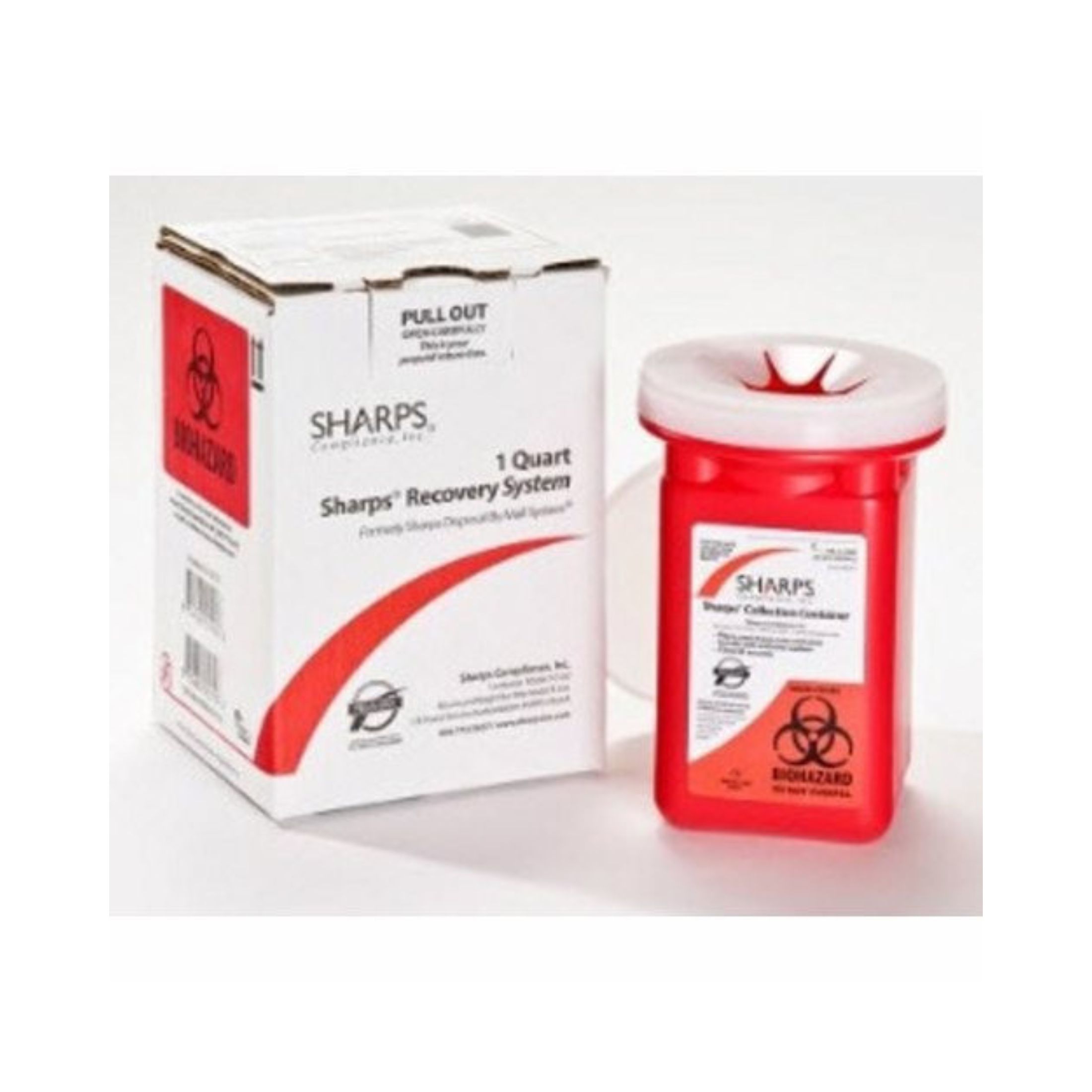 Sharps Compliance Mailback Container, White Base / Red Lid