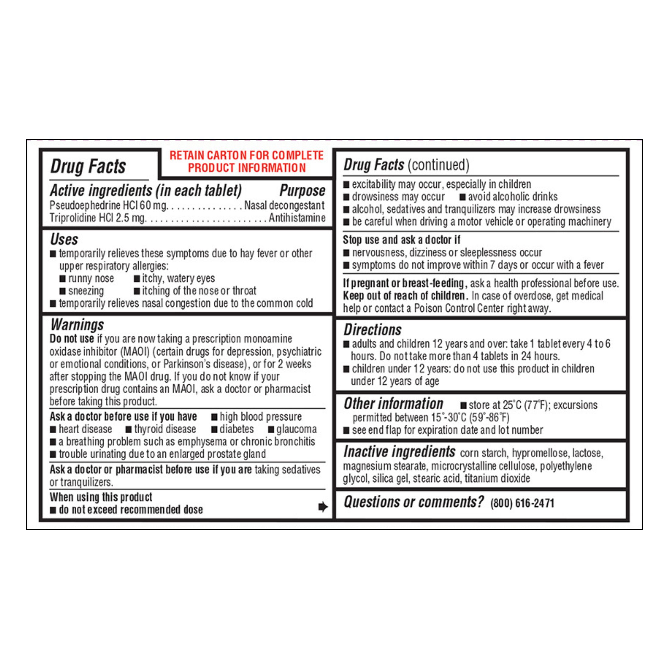 Major Pharmaceutical Aprodine Tb 60 2.5 Mg