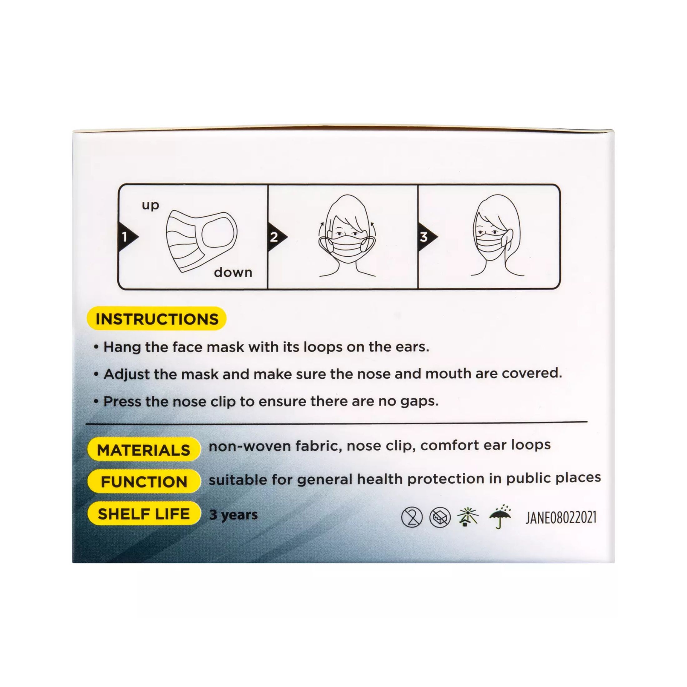 RM Wellness Disposable 3-Layer Protective Face Masks - Black, Latex Free