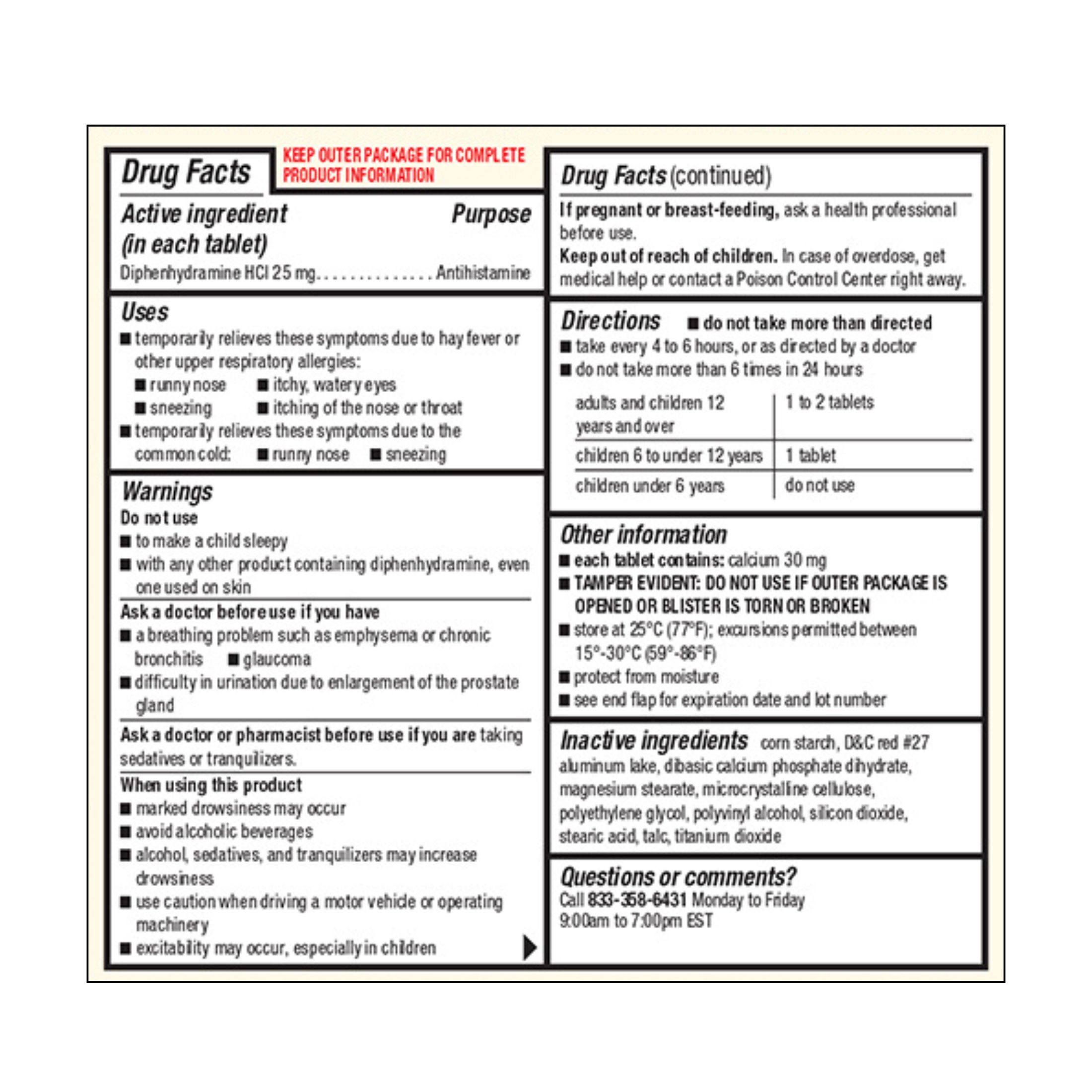 Foster And Thrive Allergy Relief Diphenhydramine Hcl, 25 Mg