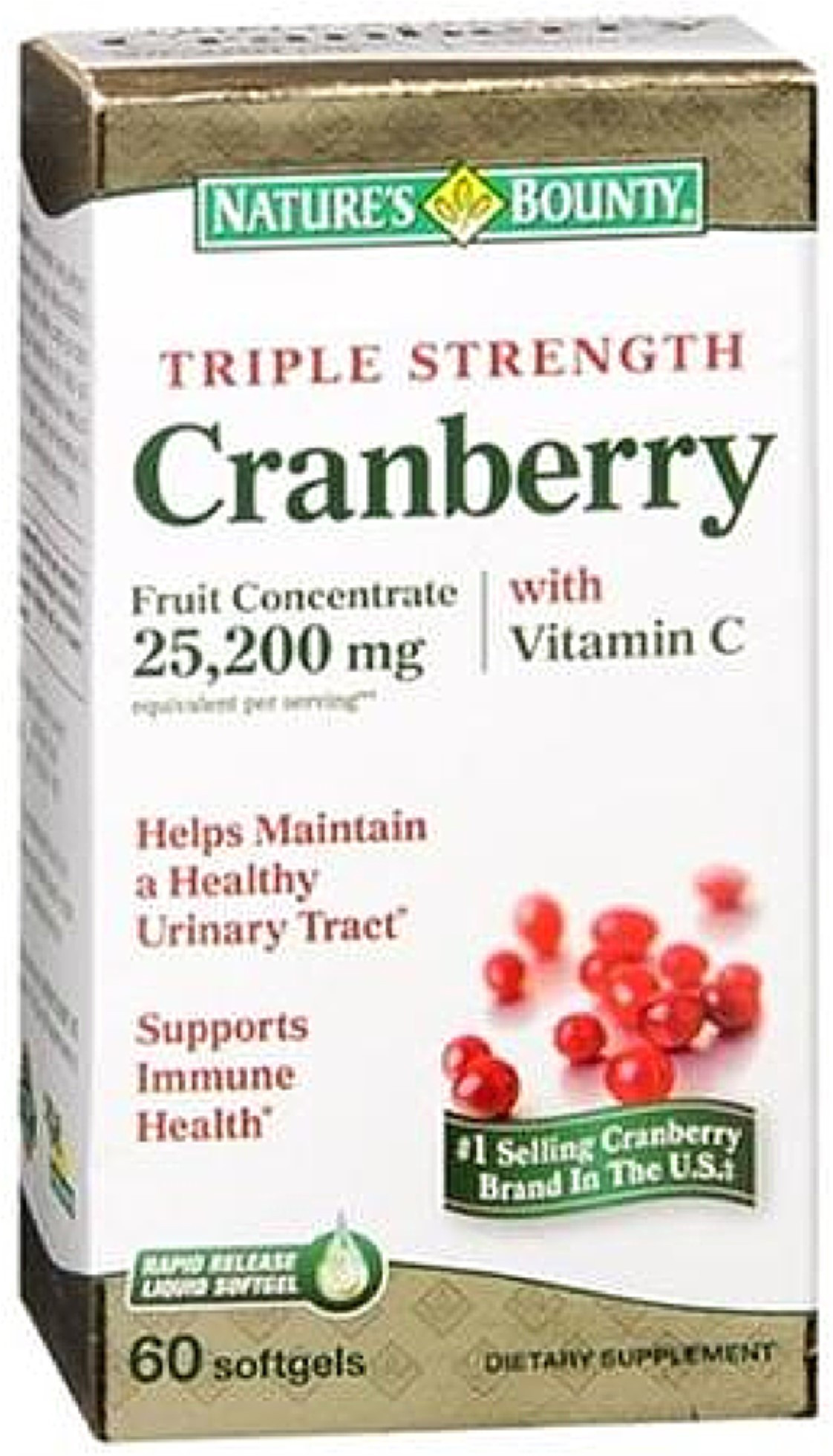 Nature's Bounty Triple Strength Natural Cranberry Vitamin C Softgels