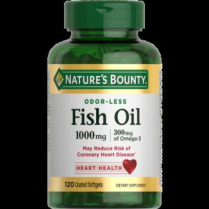 Nature's Bounty Odorless Fish Oil, 1,000 Mg, 120 Coated Softgels