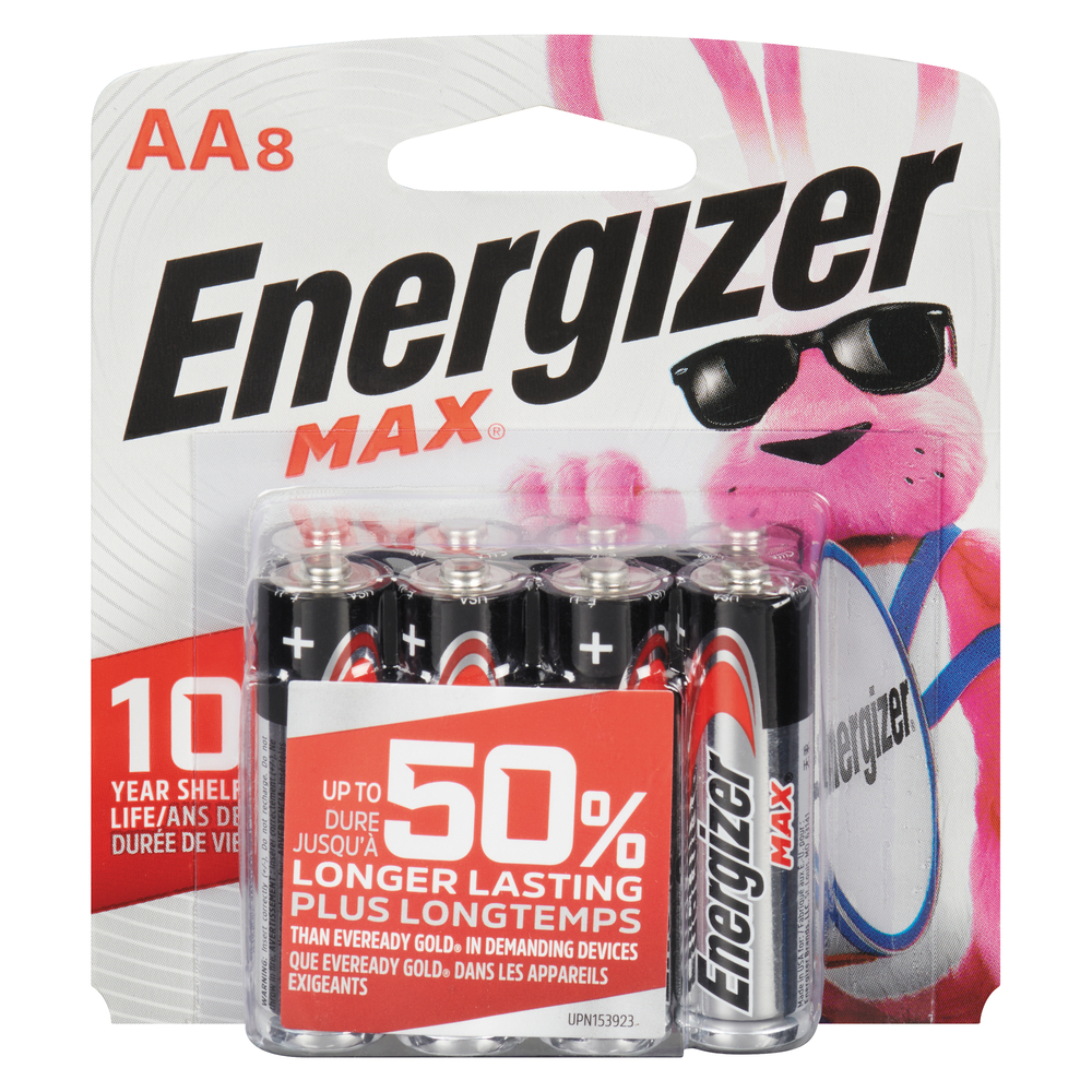 Energizer Max Alkaline Batteries, AA - 8 Ea/pack