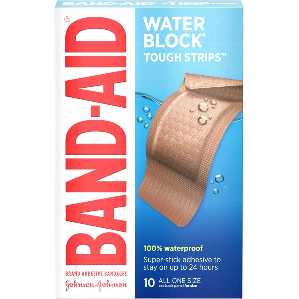 Band-Aid Brand Adhesive Bandages, Waterproof Tough Strips, Extra Large, 10 Bandages