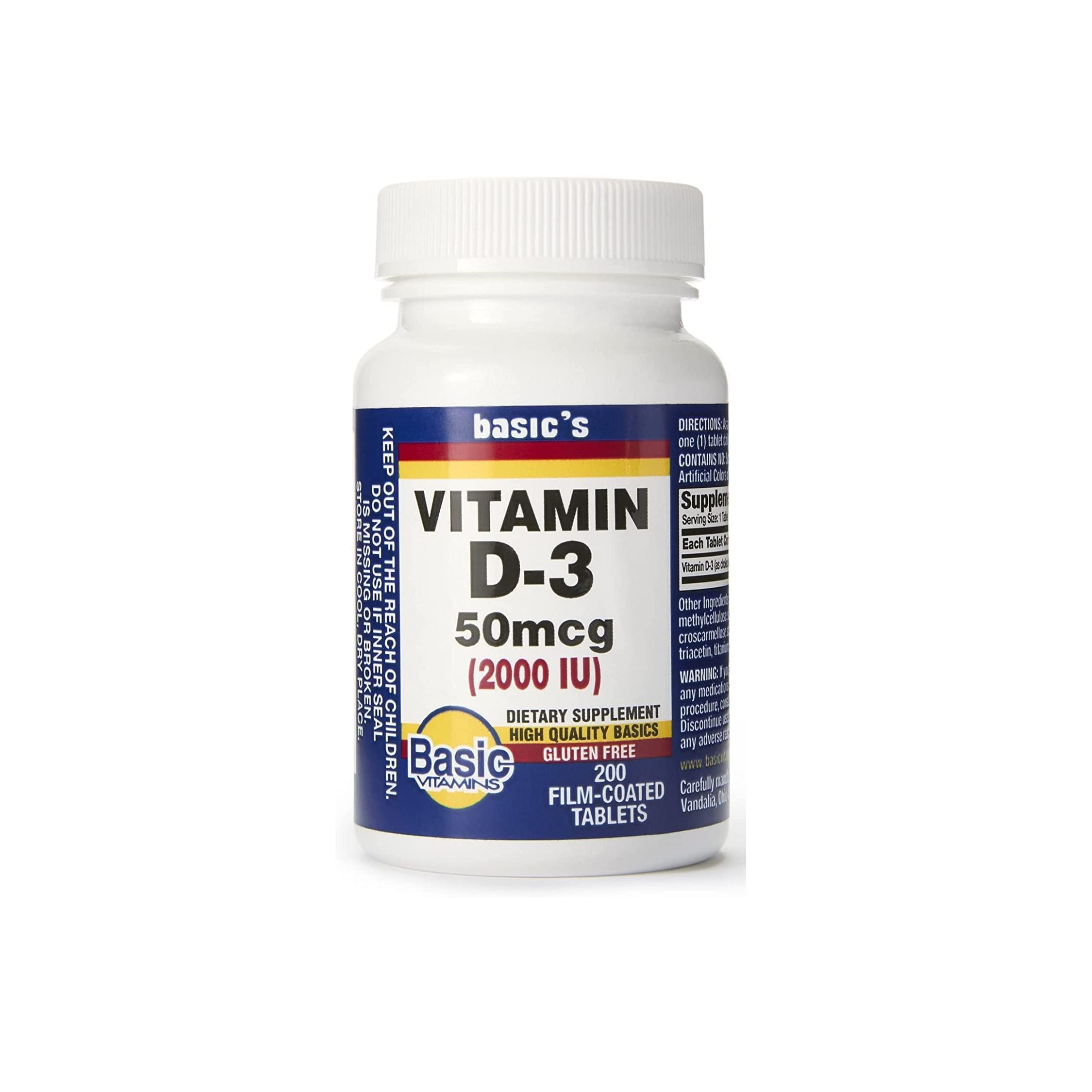 Basic Vitamins Vitamin D-3 1000 IU Film-Coated Tablets