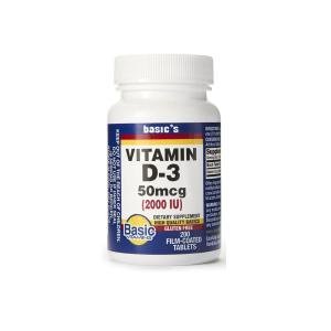 Basic Vitamins Vitamin D-3 1000 IU Film-Coated Tablets