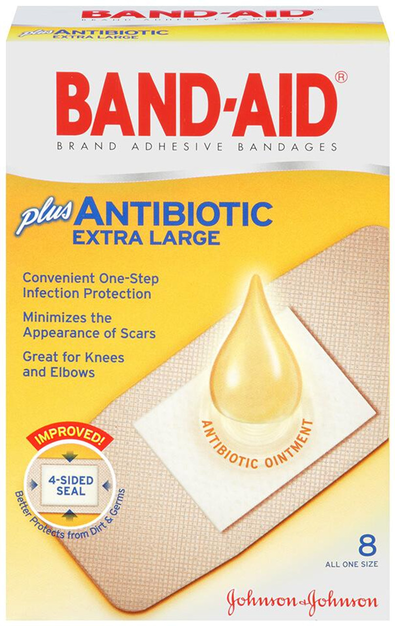 Band-Aid Brand Adhesive Bandages Infection Defense With Neosporin Antibiotic Extra Large