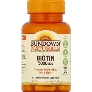 Sundown Naturals Biotin, 500 Mcg, Capsules