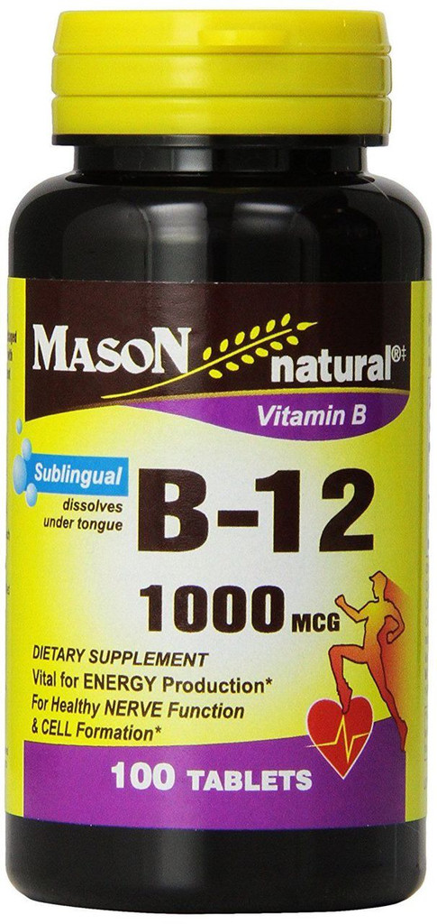 Mason Natural Vitamin B-12 Sublingual 1000 Mcg, 100 Tablets