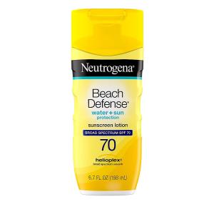 Neutrogena Beach Defense, Sunscreen Lotion, Water + Sun Protection, Broad Spectrum SPF 70, 6.7 Fl Oz