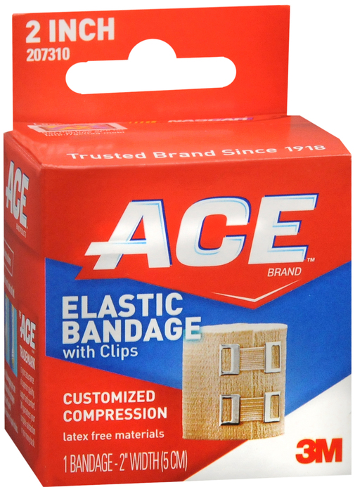 Ace 3M 73102001 Tan Brand Elastic Bandage With Clips, 2 In