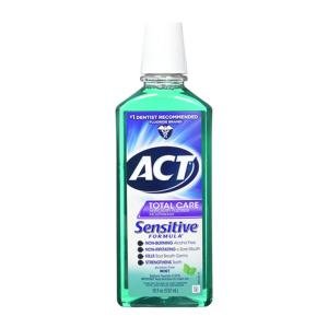ACT Total Care Anticavity Fluoride Mouthwash Sensitive Formula, Mild Mint - 18 Oz