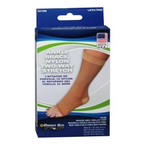 Sport Aid Nylon Ankle Brace Slip-On Two-Way Stretch, Beige, Large