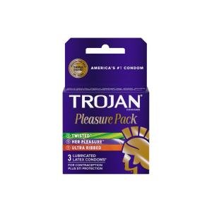 Trojan Condoms, Premium Latex, Lubricated, Pleasure Pack