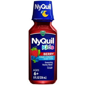 Vicks Cold & Cough + Runny Nose, Nighttime Relief, Berry, Kids, Ages 6+ 8 Fl Oz