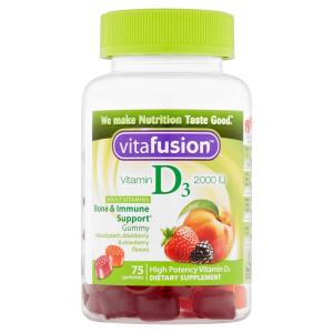 Vitafusion Vitamin D3, For Adults, 2000 IU Formula, Gummy Vitamins, Peach, Blackberry & Strawberry