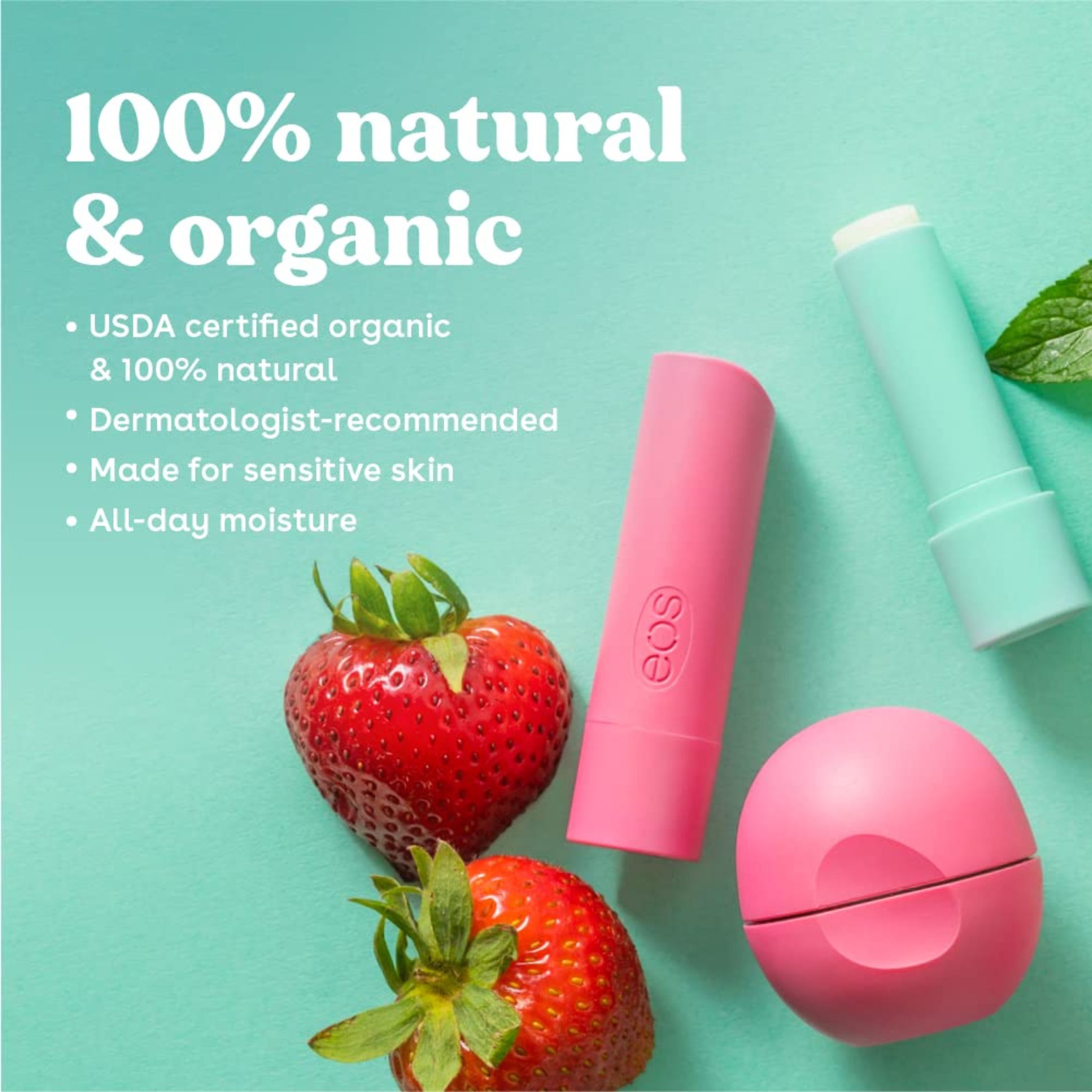 EOS Lip Balm Strawberry Sorbet Organic Sphere .25oz