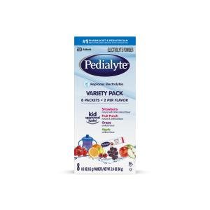 Pedialyte Variety Pack Apple Fruit Punch Grape Strawberry Electrolyte Powder 8 Packets 0.3 Oz 8 Ea Box