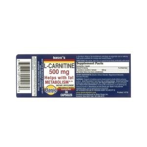 Basic Vitamins L-carnitine 500mg Capsules