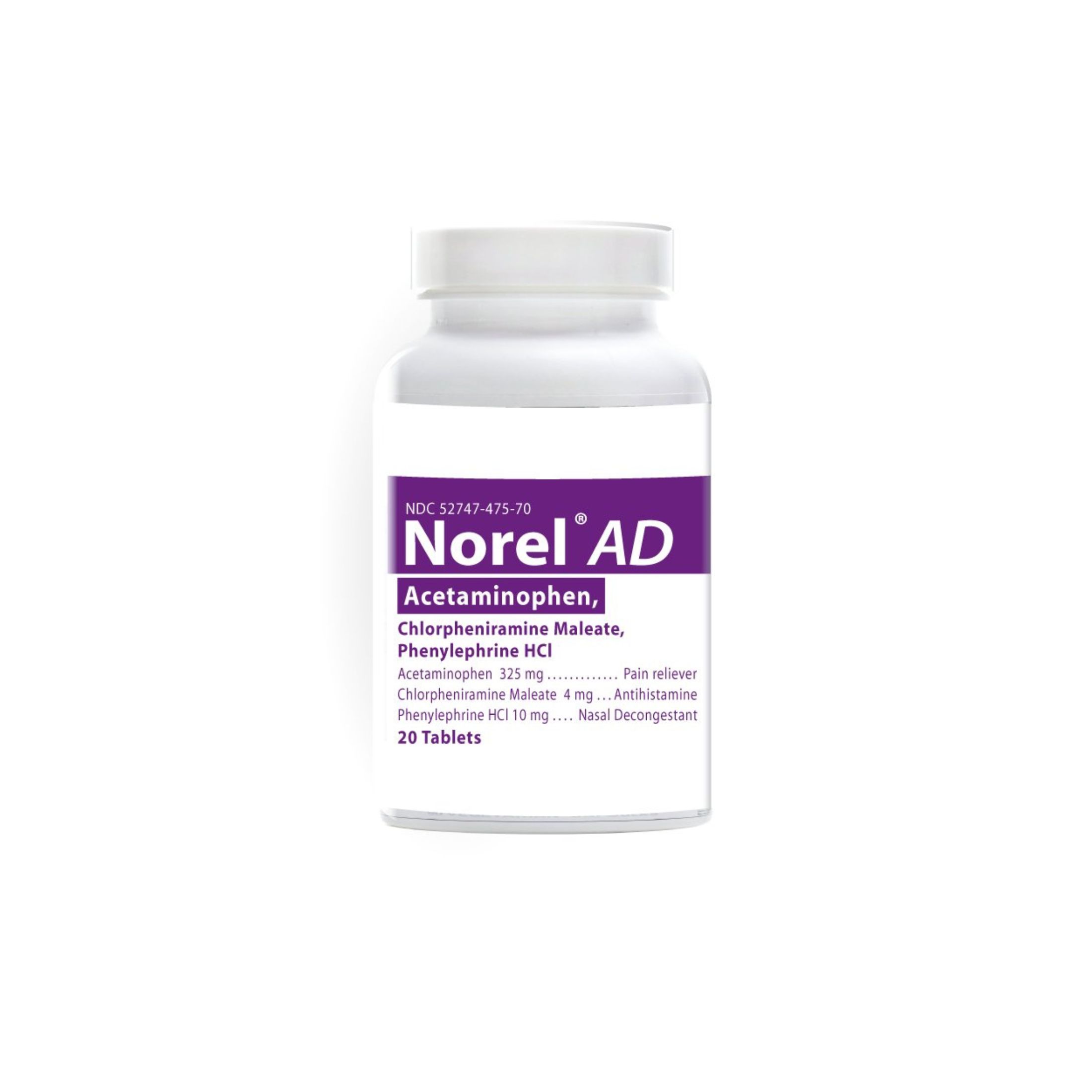 Norel AD Antihistamine Analgesic Nasal Decongestant - 20 Tabs