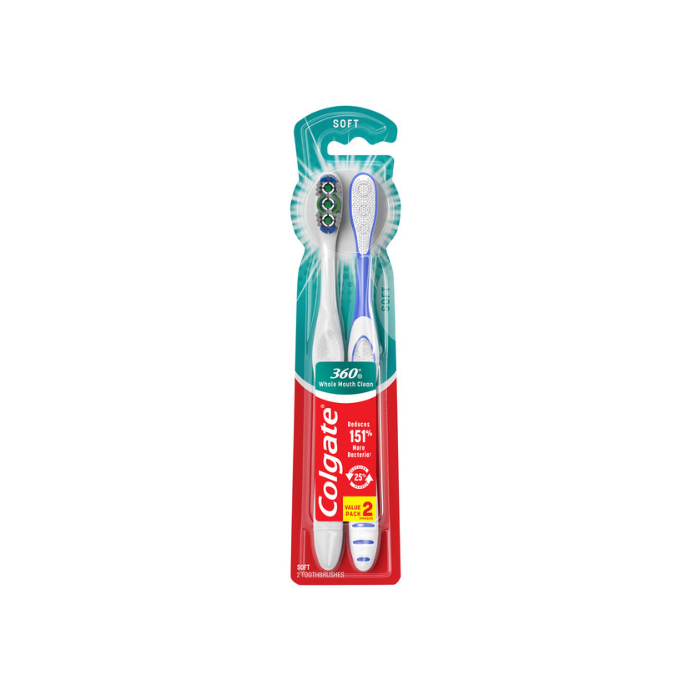 Colgate 360 Whole Mouth Clean Adult Toothbrush Value Pack, Soft