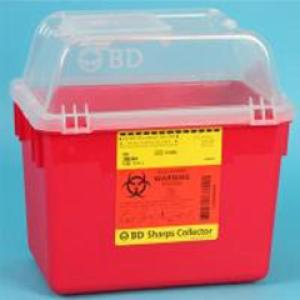 BD Multi-purpose Sharps Container Nestable 10.07 X 7.09 X 9.84 Inch 8 Quart Red Base Clear Lid Funnel Lid
