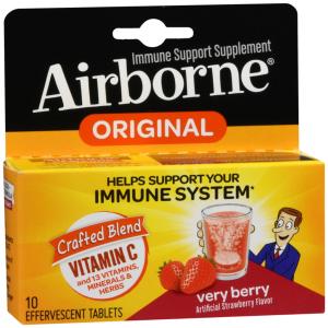 Airborne Very Berry Immune Support Supplement Original Effervescent Tablets 10 Ct Box