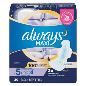 Always Maxi Extra Heavy Overnight Pads With Wings, Size 5