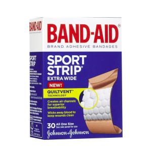 Band-Aid Brand Sport Strip Extra Wide All One Size Adhesive Bandages 30 Ct Box