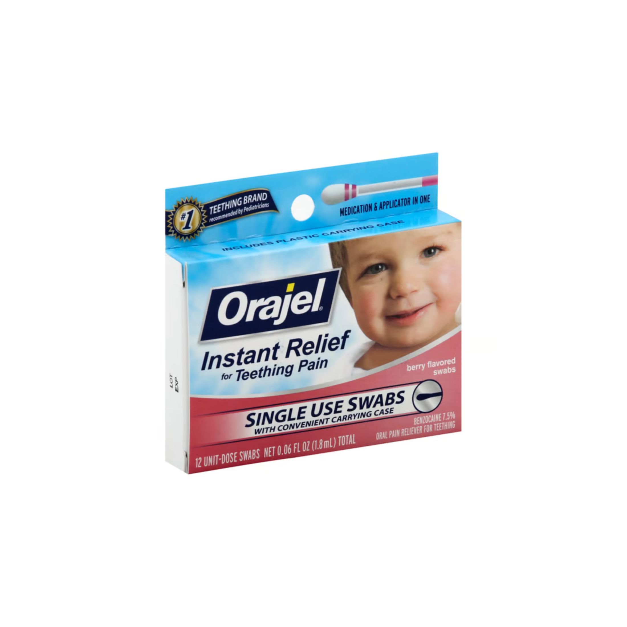 Orajel Oral Pain Reliever, For Teething, Berry Flavored, Swabs