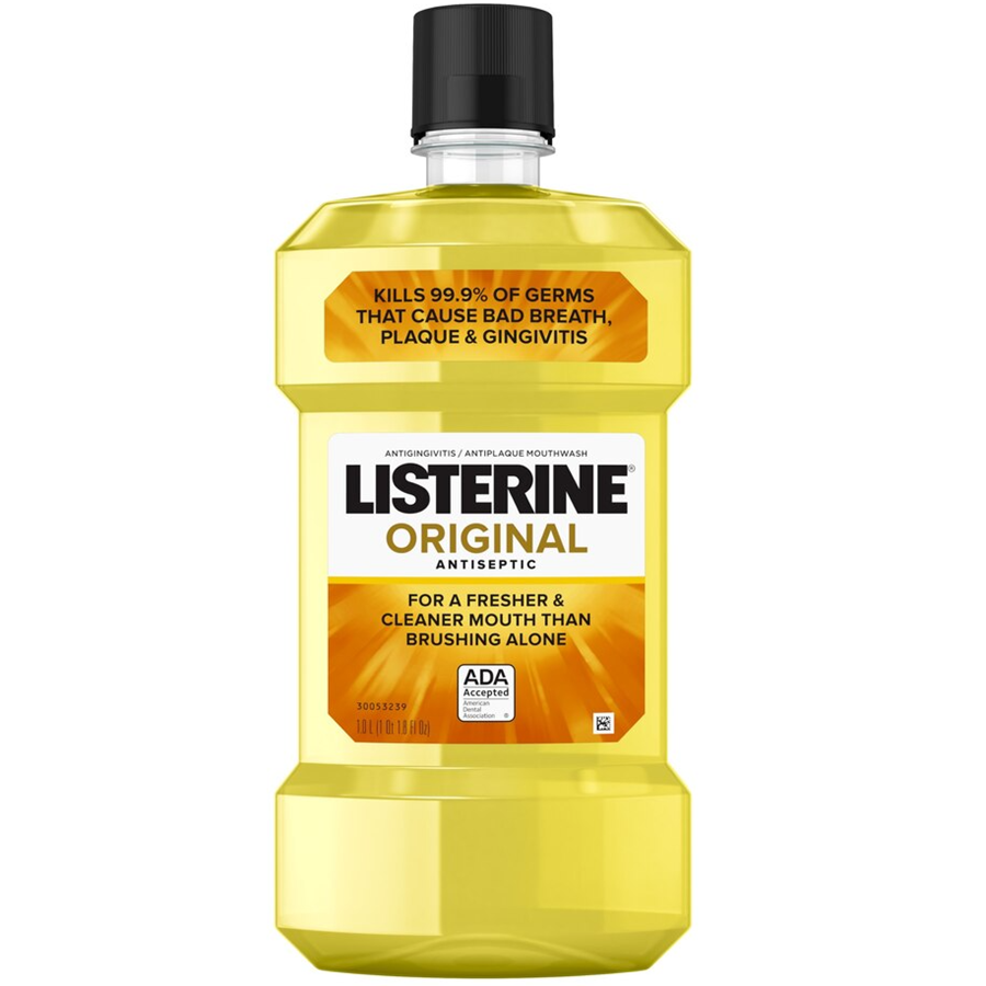 Listerine Original Antiseptic Mouthwash For Bad Breath & Plaque Oral Care 1 L