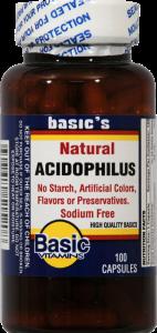 Basic Vitamins Natural Acidophilus Capsules 100 Caps