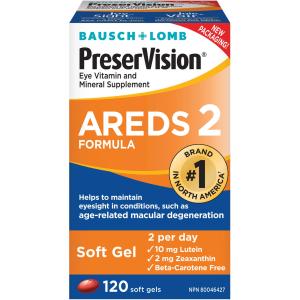 PreserVision Bausch & Lomb, AREDS 2 Formula, Eye Vitamin & Mineral Supplement, 120 Soft Gels