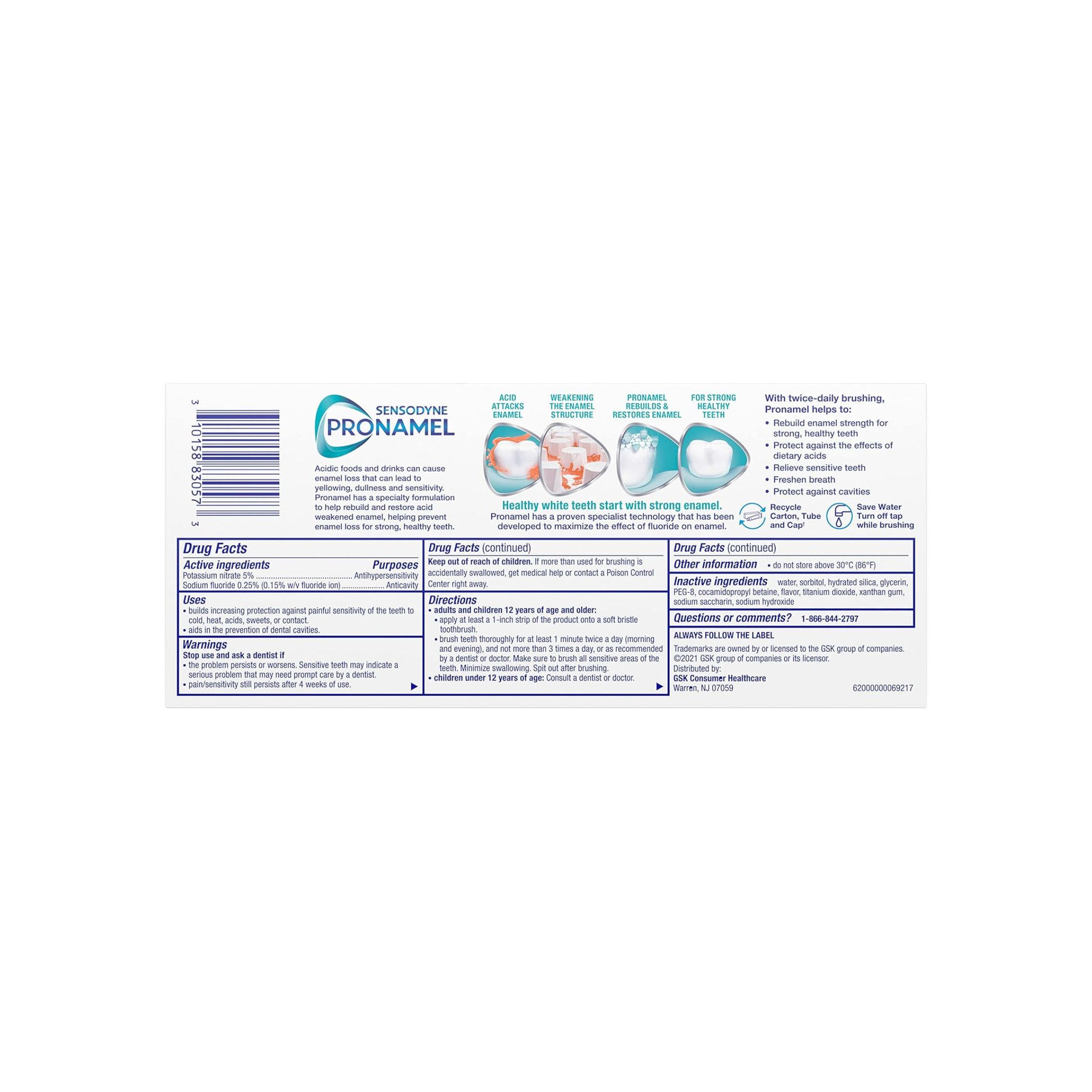 Sensodyne Pronamel Gentle Whitening Enamel Toothpaste For Sensitive Teeth Alpine Breeze