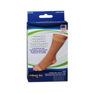 Sport Aid Nylon Ankle Brace Slip-On Two-Way Stretch, Beige, Large