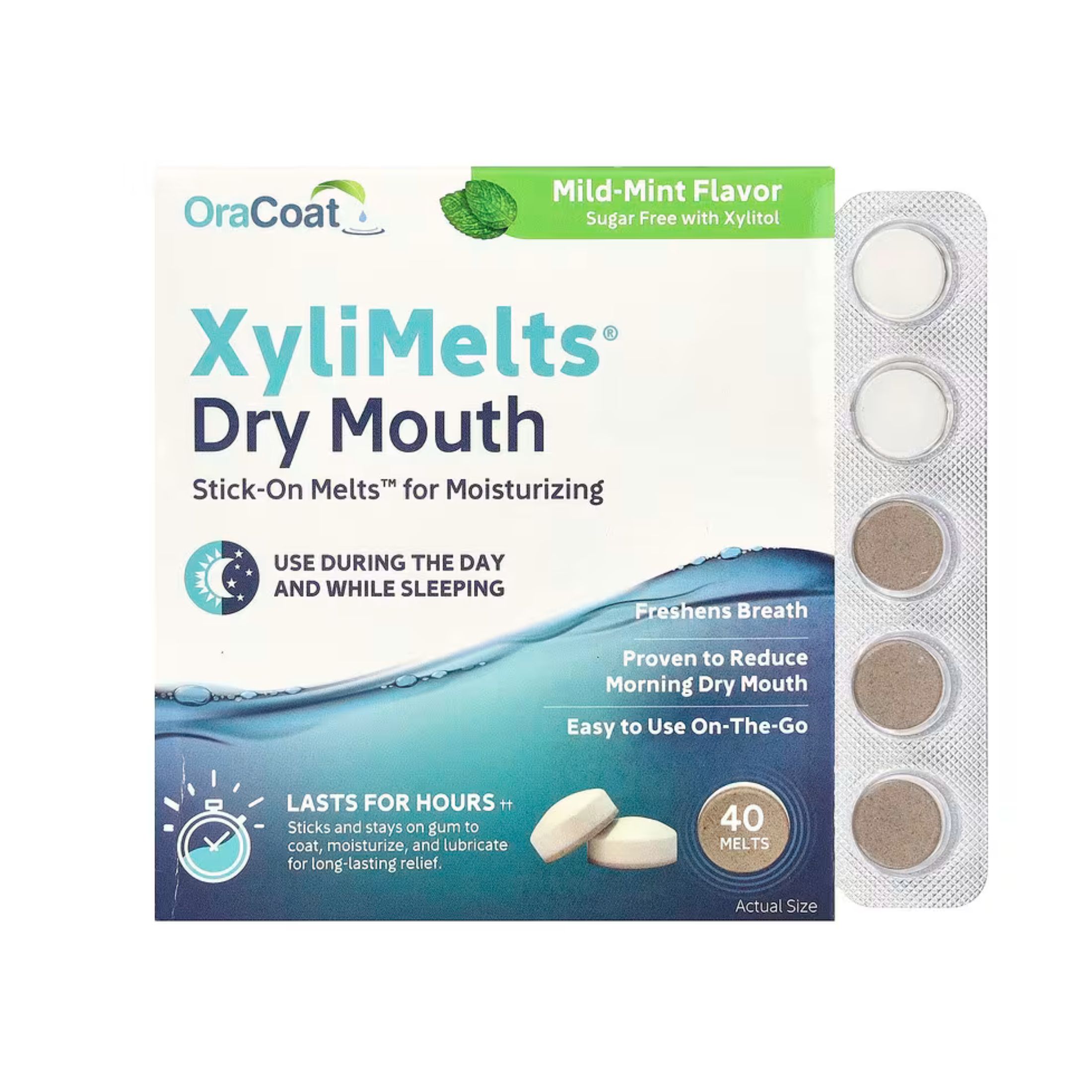 OraCoat Xylimelts For Dry Mouth Mild Mint - 40 Discs