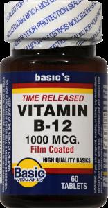 Basic Vitamins Vitamin B12 Tablets Time Released 1000mcg - 60ct
