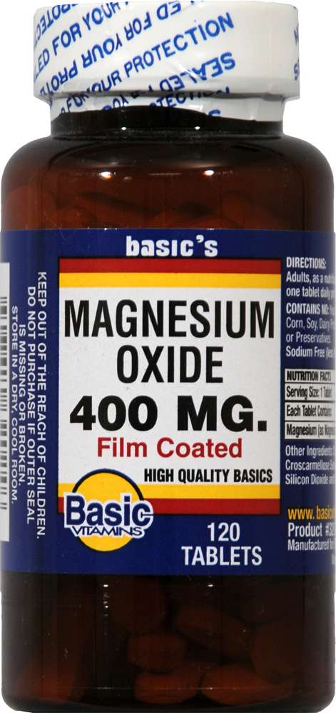 Basic Vitamins Magnesium Oxide 400 Mg Tablets