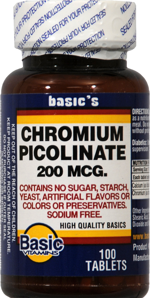 Basic Vitamins Chromium Picolinate 200 Mcg