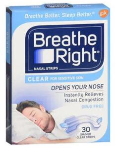Breathe Right Nasal Strips, For Sensitive Skin, Sm/Med, Clear