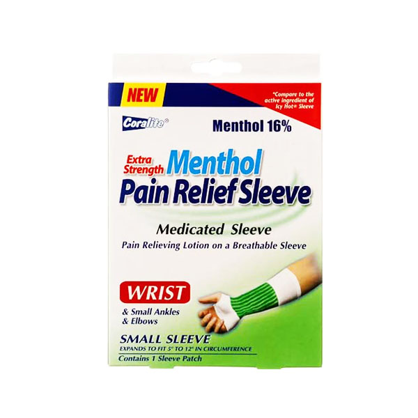 Coralite Extra Strength Menthol Pain Relief Wrist Sleeve Bulk Case Of 24