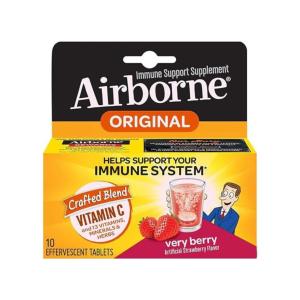 Airborne Very Berry Immune Support Supplement Original Effervescent Tablets 10 Ct Box