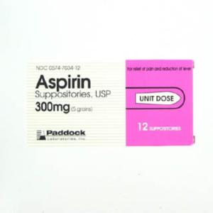 Paddock Aspirin 300mg Suppositories Unit Dsoe 12